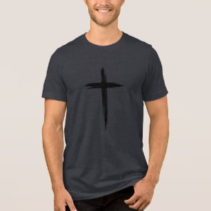 Distressed Black Cross Tri-Blend Shirt