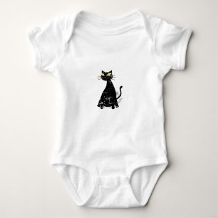 Distressed Black Fat Cat Baby Bodysuit