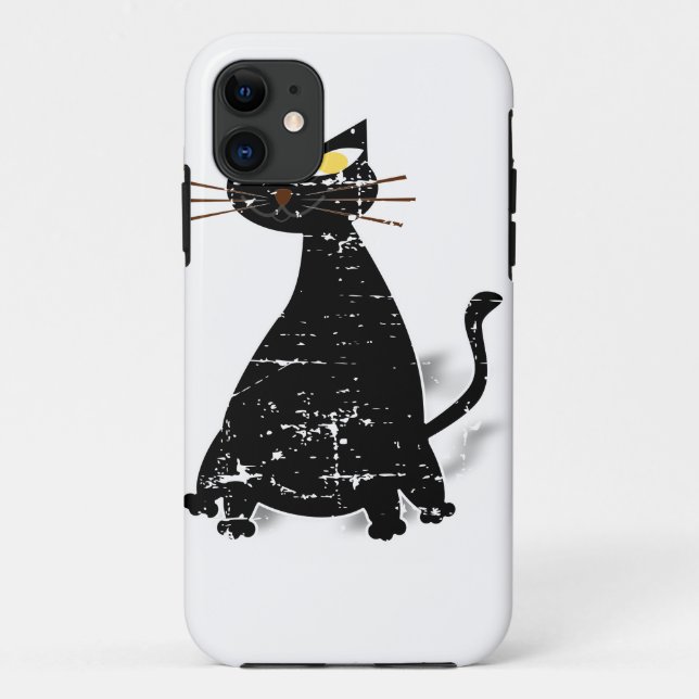 Distressed Black Fat Cat Case-Mate iPhone Case (Back)