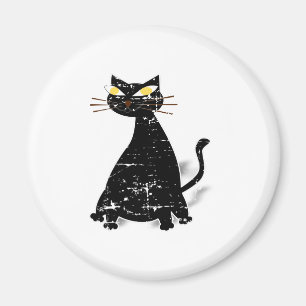 Distressed Black Fat Cat Magnet