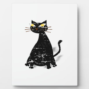 Distressed Black Fat Cat Plaque