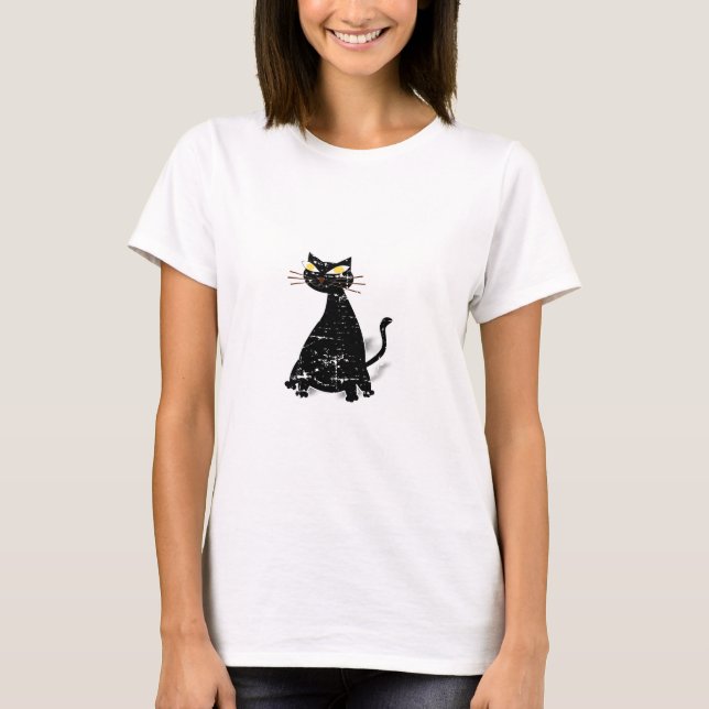 Distressed Black Fat Cat T-Shirt (Front)