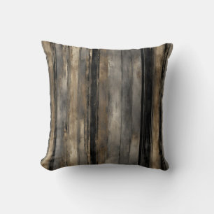 Distressed Black Gold and Gray Stripe Cushion