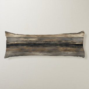 Distressed Black Gold and Grey Stripe Body Cushion