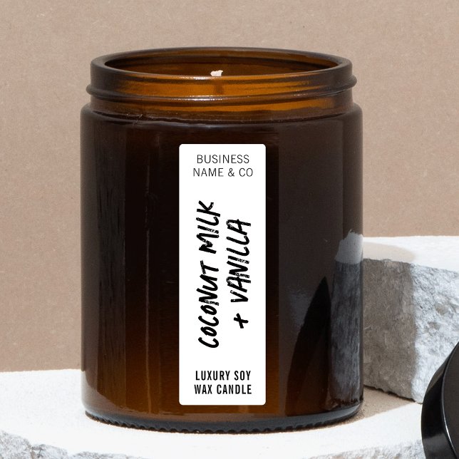 Distressed Black White Candle Thin Vertical Label (Minimalist rustic black and white thin vertical candle jar label)