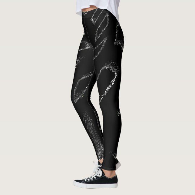 Distressed Black & White Marble Patterns Stylish Leggings (Left)