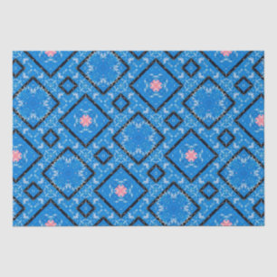 Distressed Blue Black Pink Diamond Tissue Paper