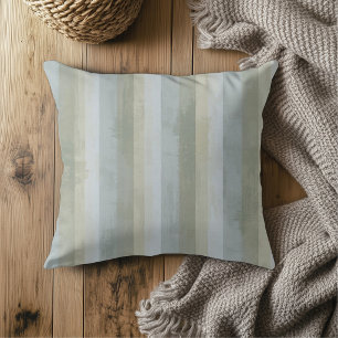 Distressed Blue Gray Beige Modern Farmhouse Stripe Cushion