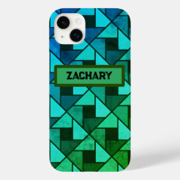 Distressed Blue Green Geometric Case-Mate iPhone 14 Plus Case