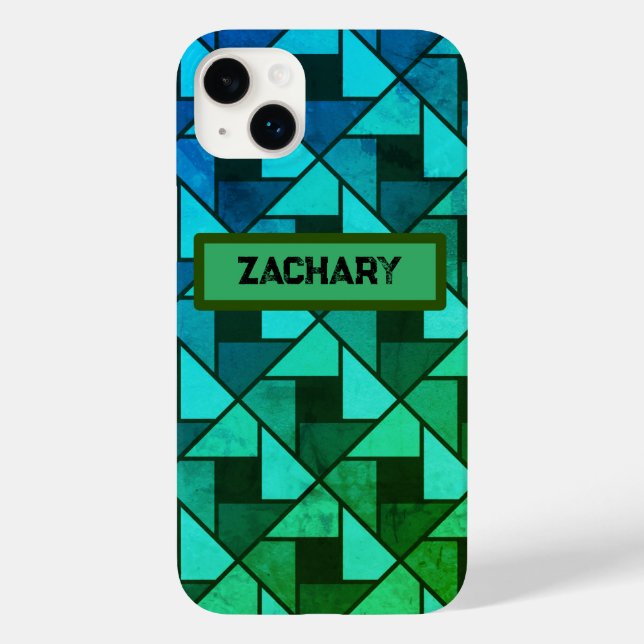 Distressed Blue Green Geometric  Case-Mate iPhone Case (Back)