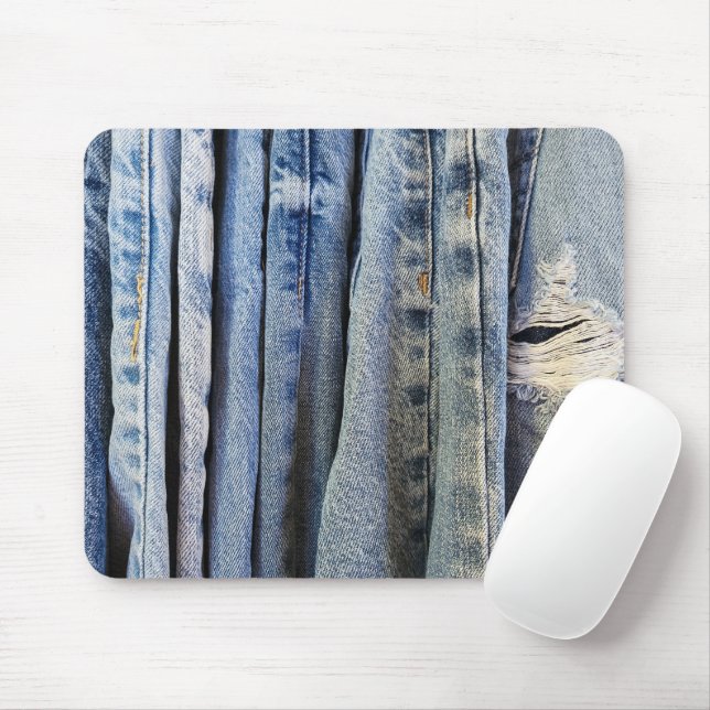 Distressed Blue Jeans Mouse Pad (With Mouse)
