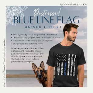 Distressed Blue-Line Flag T-Shirt