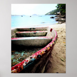 Distressed Boat Nautical Ocean Beach Travel Poster
