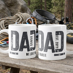 Distressed Bonus Dad Est Year Personalised Large Coffee Mug