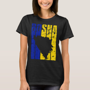 Distressed Bosna Silhouette  Vintage Bosnia Flag T-Shirt