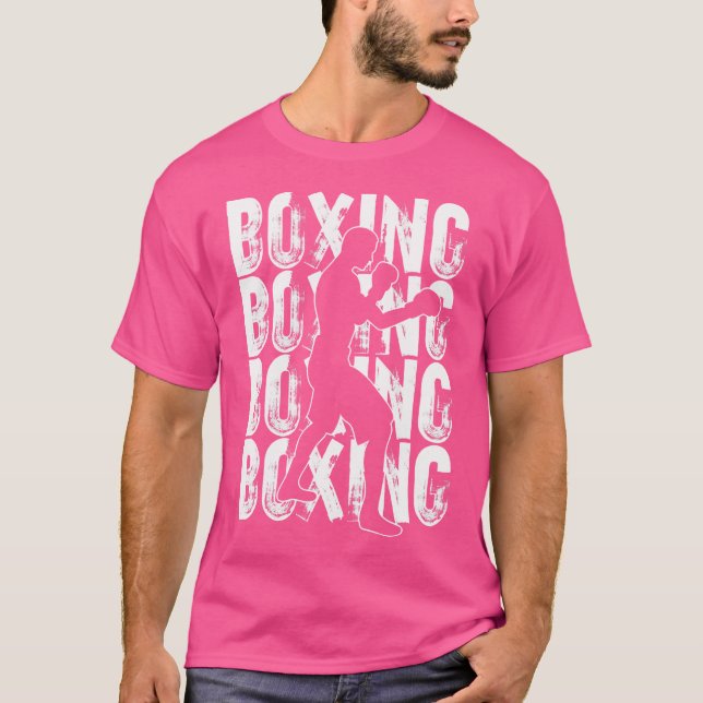 Distressed Boxing Theme Graphic Design Boxer Silho T-Shirt (Front)