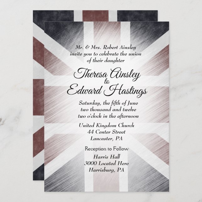 Distressed British  Flag Wedding Invitations (Front/Back)