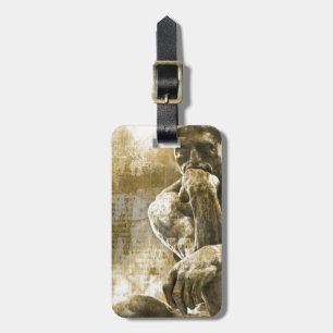 Distressed bronze statue Auguste Rodin the thinker Luggage Tag