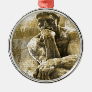 Distressed bronze statue Auguste Rodin the thinker Metal Tree Decoration
