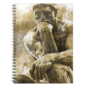 Distressed bronze statue Auguste Rodin the thinker Spiral Notebook