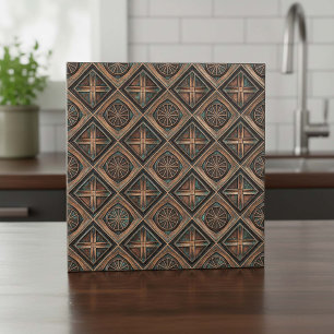 Distressed Bronze & Teal Metal #16 ID1227 Tile