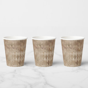 Distressed Brown Harlequin  Paper Cups