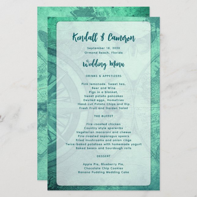 Distressed Budget Wedding Menu Template (Front/Back)