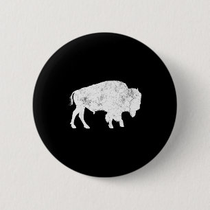 Distressed Buffalo Retro Bison Animal Lover Shirt 6 Cm Round Badge