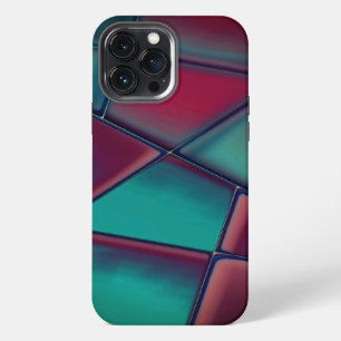 Distressed burgundy and strong cyan in trapezoidal iPhone 13 pro max case
