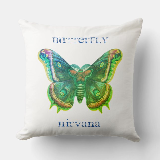 Distressed Butterfly Nirvana Throw Pillow (Front)