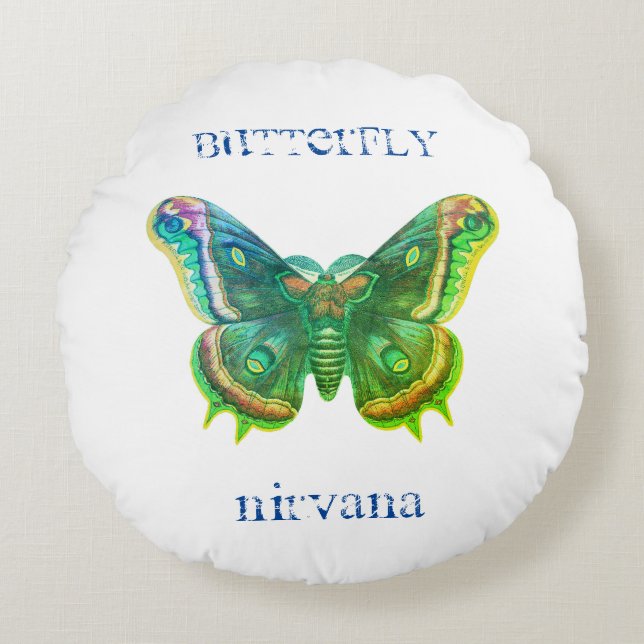 Distressed Butterfly Nirvana Throw Pillow (Front)
