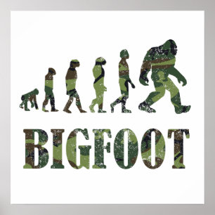 Distressed Camouflage Bigfoot Evolution Poster