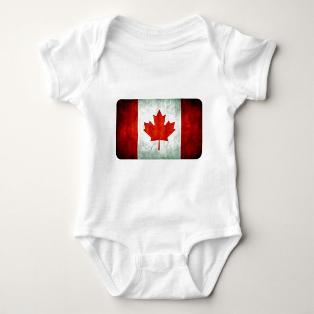 Distressed Canada Flag Baby Bodysuit (Front)