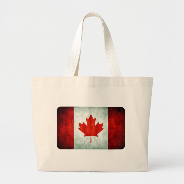 Distressed Canada Flag Large Tote Bag (Front)