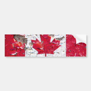 Distressed Canadian flag bumper sticker