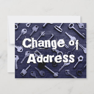 Distressed Change of Address Dark Purple Keys Card