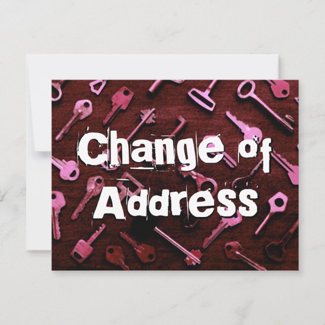 Distressed Change of Address Dark Red Keys Card (Front)