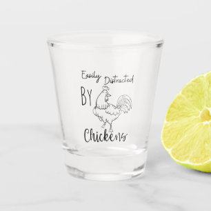 Distressed chickens shot glass