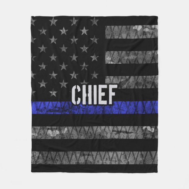 Distressed Chief Police Flag Fleece Blanket (Front)