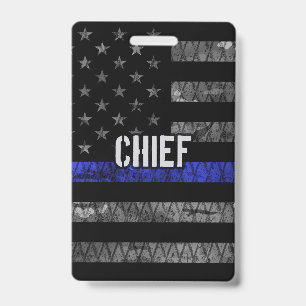 Distressed Chief Police Flag ID Badge