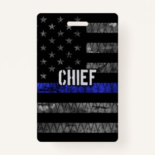Distressed Chief Police Flag ID Badge