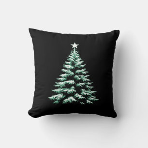 Distressed Christmas Tree Green Peppermint Stripes Cushion