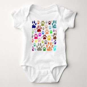 Distressed Colourful Dog Paw Prints Baby Bodysuit