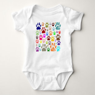 Distressed Colourful Dog Paw Prints Baby Bodysuit