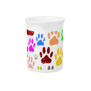 Distressed Colourful Dog Paw Prints Pitcher