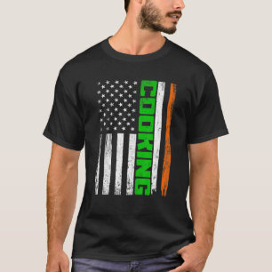 Distressed Cooking American Flag Funny St Patricks T-Shirt