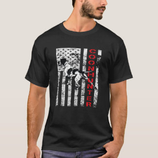 Distressed Coon Hunting with a Hound Dog and USA F T-Shirt