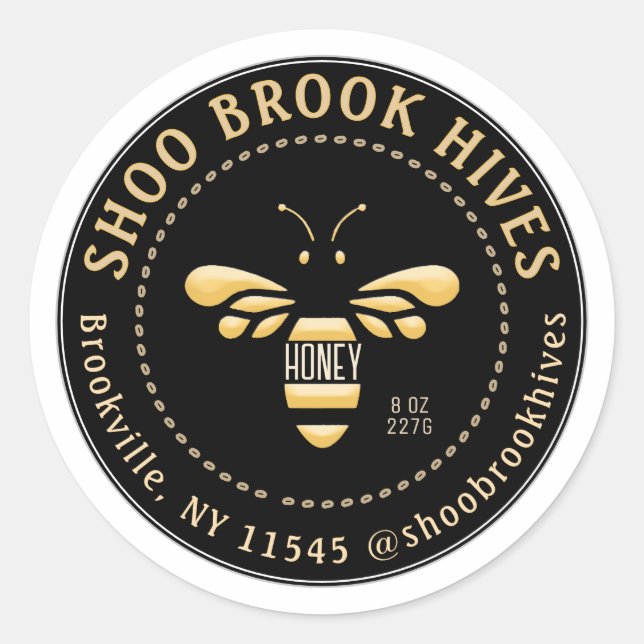 Distressed Copper and Black Modern Honeybee Honey  Classic Round Sticker (Front)