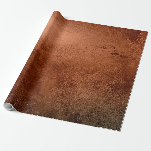 Distressed Copper Metallic Texture 5 Wrapping Paper (Unrolled)