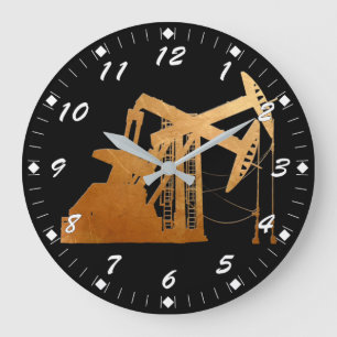 Distressed Copper Oil Pumping Unit Design Large Cl Large Clock